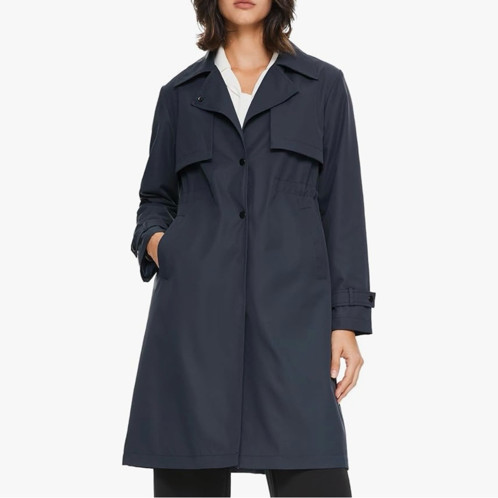 Orolay women’s mid length trench coat navy S